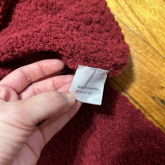 Qearal Long Sleeve Fuzzy Knitted Sweater Popcorn Side Split Loose Pullover XL - Picture 9 of 9